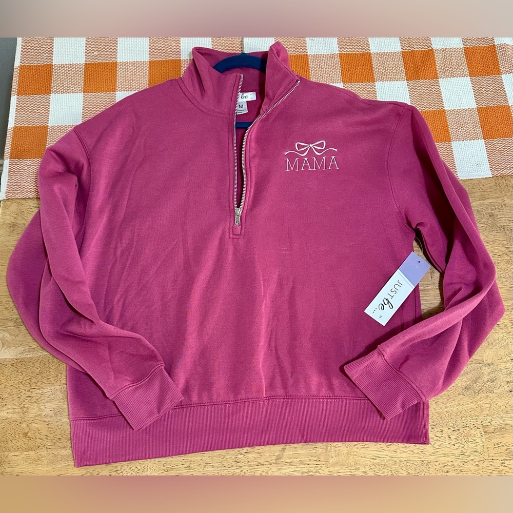 New Women's Embroidered Quarter Zip Sweatshirt | Mama Bow | Coquette | M…